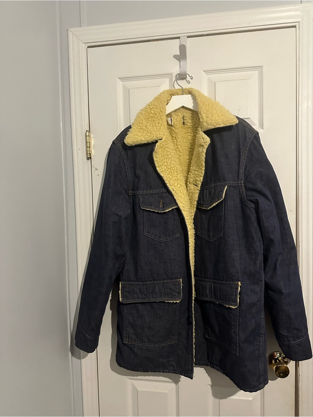 Sears Dark Blue Denim Jacket with Yellow Sherpa Lining